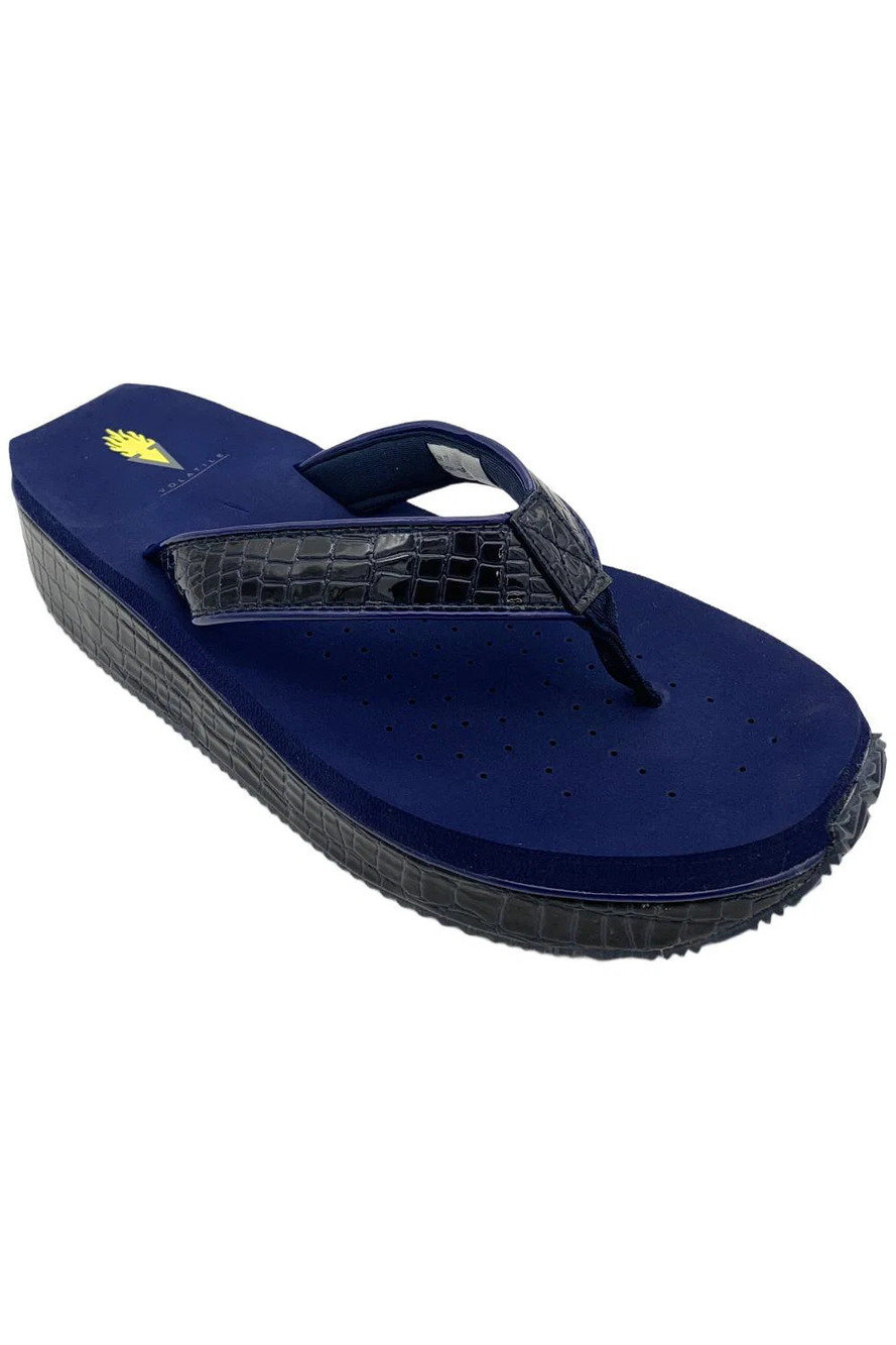 Volatile Women's Mini Croco Sandals Navy - Medium